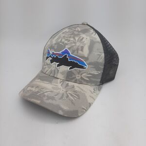 Patagonia Fitz Roy Trout Fish Mesh Trucker Snapback Hat Men Netplus Recycled